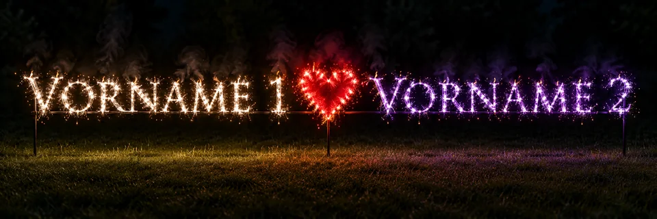 Lichterbild "Vorname1" + Herz + "Vorname2"