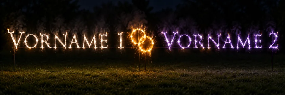 Lichterbild "Vorname1" + Ringe + "Vorname2"