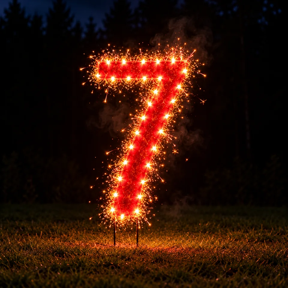 Lichterbild Brennende Zahl 7