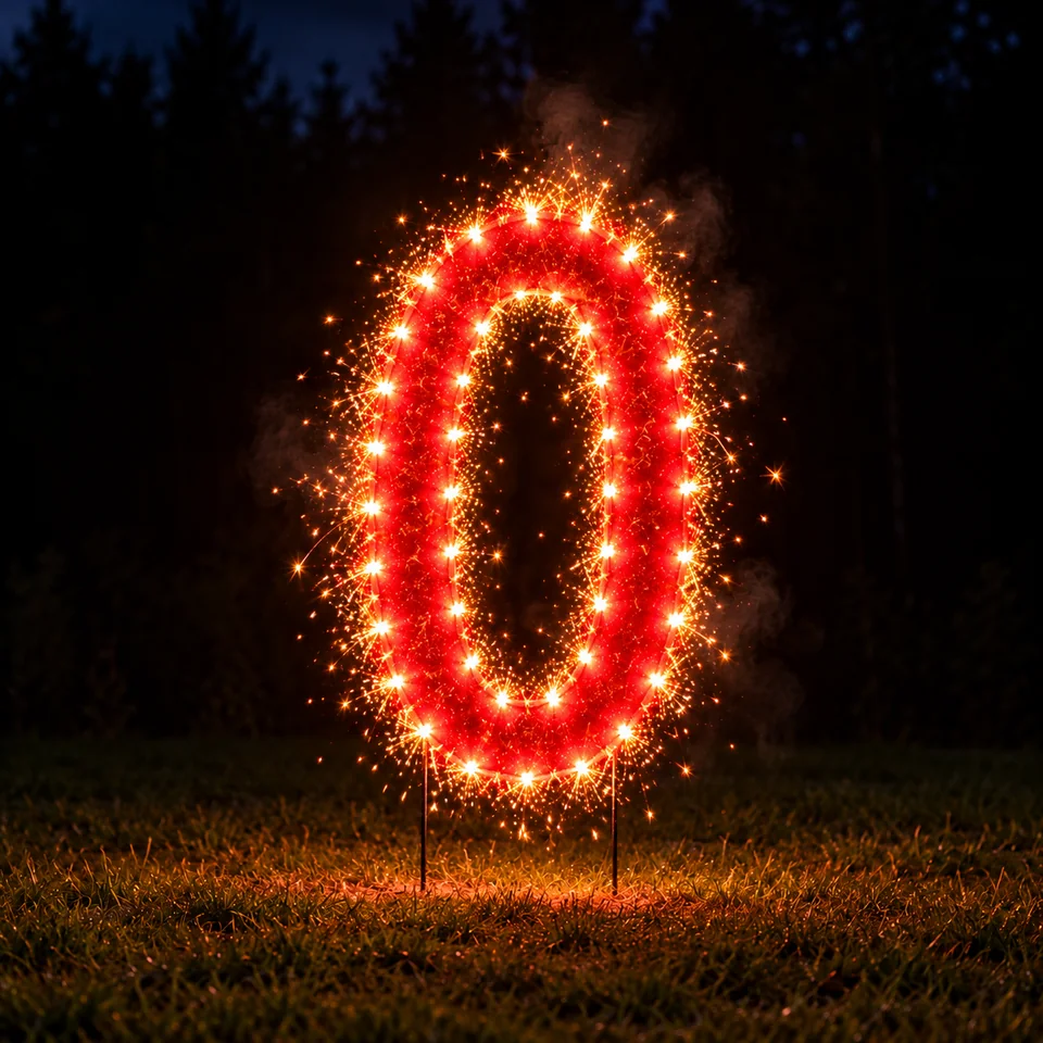 Lichterbild Brennende Zahl 0